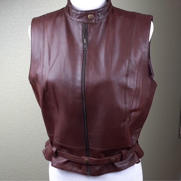 Cabi Brown Leather Belted Vest - Picture 4 of 6